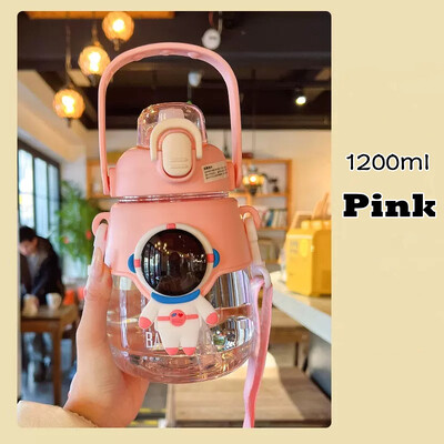 Sticle de apă cu desene animate de 1200 ml, ceașcă Kawaii cu paie pentru copii, adulți, de mare capacitate, elevi, școală, călătorie garrafa de agua