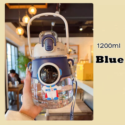 Sticle de apă cu desene animate de 1200 ml, ceașcă Kawaii cu paie pentru copii, adulți, de mare capacitate, elevi, școală, călătorie garrafa de agua