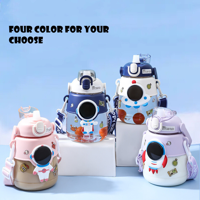 Sticle de apă cu desene animate de 1200 ml, ceașcă Kawaii cu paie pentru copii, adulți, de mare capacitate, elevi, școală, călătorie garrafa de agua