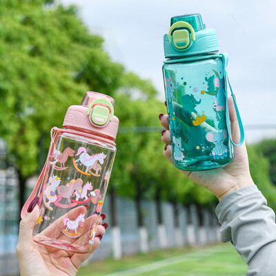 600ML Cartoon Children`s Water Bottle Cute Animal Straw Cups For Girls Drinking Water Cup Portable Kids Water Bottle ﻿For School