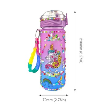 600ml Unicorn Μπουκάλι Νερού DIY Παιδικά Glitter Διαμαντένια Αυτοκόλλητα Διακοσμούν Ποτό Φλιτζάνι Σχολικό Μπουκάλι Νερού για Κορίτσια Παιδί