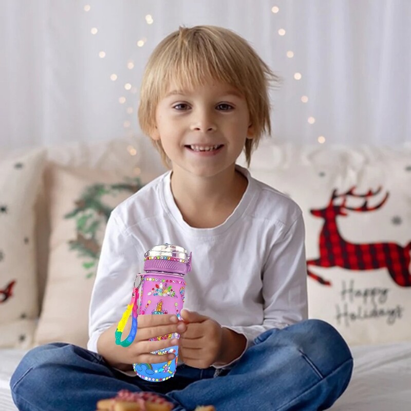 600 ml-es egyszarvú vizes palack barkácsolás gyerekeknek csillogó gyémánt matricák díszítő italos csésze iskolai vizes palack lányoknak gyerek