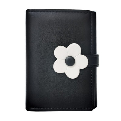 Armas väike rahakott tüdrukutele, naistele, kolmekordselt volditud rahakott, tasku, lilled, PU-nahast prinditud kaardihoidja, ID-aknaga rahakott