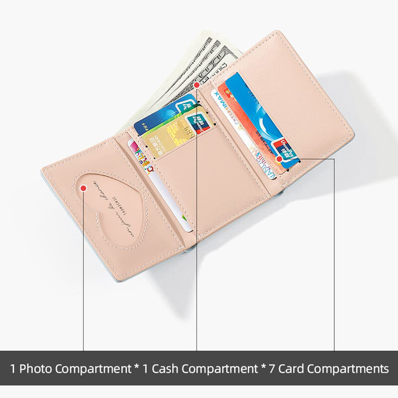 Armas väike rahakott tüdrukutele, naistele, kolmekordselt volditud rahakott, tasku, lilled, PU-nahast prinditud kaardihoidja, ID-aknaga rahakott