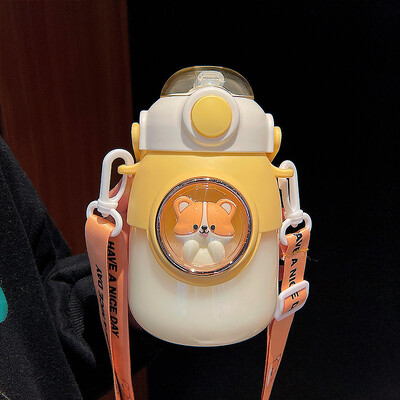 Armas laste veepudel õlgedega tüdrukutele lastele mõeldud Kawaii multifilmitops lekkekindel õpilaskooli jooginõud