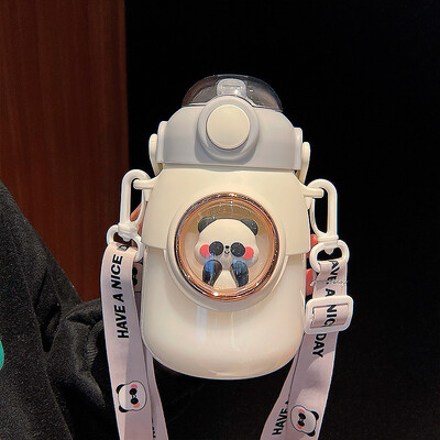 Armas laste veepudel õlgedega tüdrukutele lastele mõeldud Kawaii multifilmitops lekkekindel õpilaskooli jooginõud