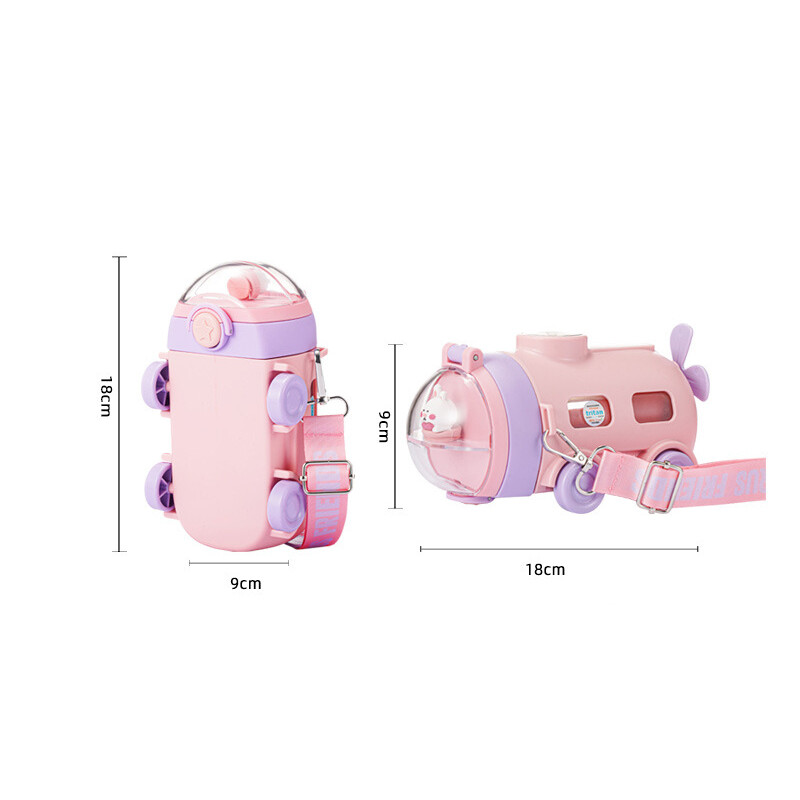 Sticlă de plastic drăguță de desene animate de 550 ml cu paie, submarin de capacitate mare pentru copii, ceașcă cu apă tritan, sticlă de apă pentru școală de grădiniță