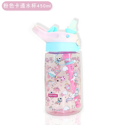 Sticlă de apă Tritan pentru copii, sticle de băut pentru școală, unicorn, dinozaur, cu paie, animale drăguțe, ceașcă în aer liber rezistentă la scurgeri