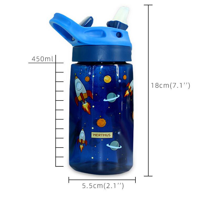 Sticlă de apă Tritan pentru copii, sticle de băut pentru școală, unicorn, dinozaur, cu paie, animale drăguțe, ceașcă în aer liber rezistentă la scurgeri