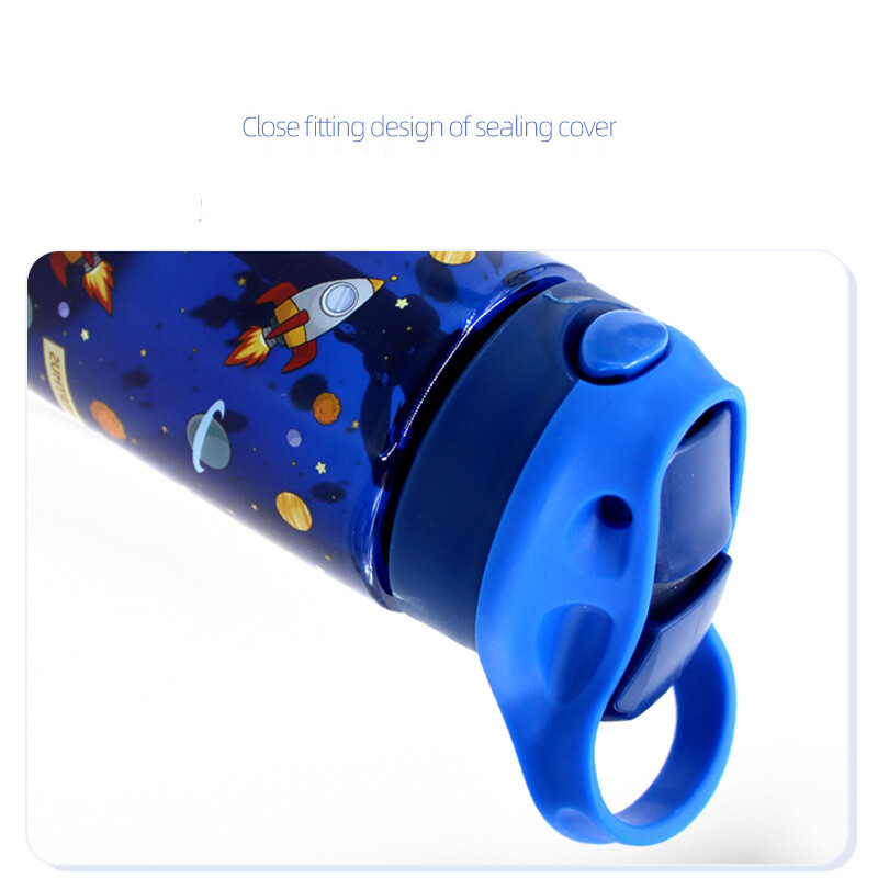 Sticlă de apă Tritan pentru copii, sticle de băut pentru școală, unicorn, dinozaur, cu paie, animale drăguțe, ceașcă în aer liber rezistentă la scurgeri