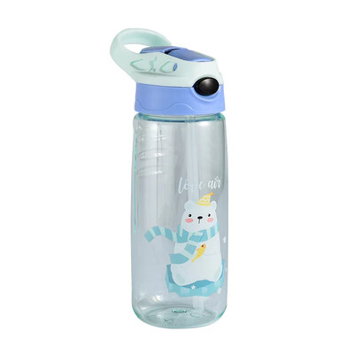 Sticla de apă cu desene animate pentru copii, 500 ml, ceașcă cu paie de băut pentru copii, sticla de apă anti-cădere pentru școală, vara, ceașcă portabilă de apă