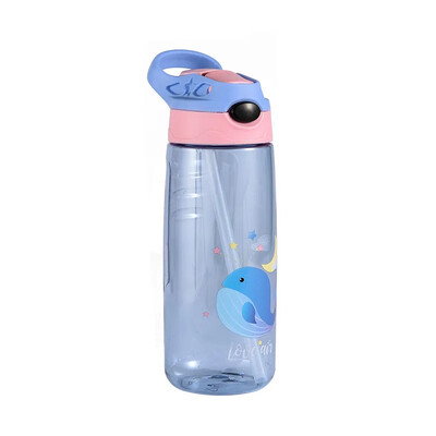 Sticla de apă cu desene animate pentru copii, 500 ml, ceașcă cu paie de băut pentru copii, sticla de apă anti-cădere pentru școală, vara, ceașcă portabilă de apă