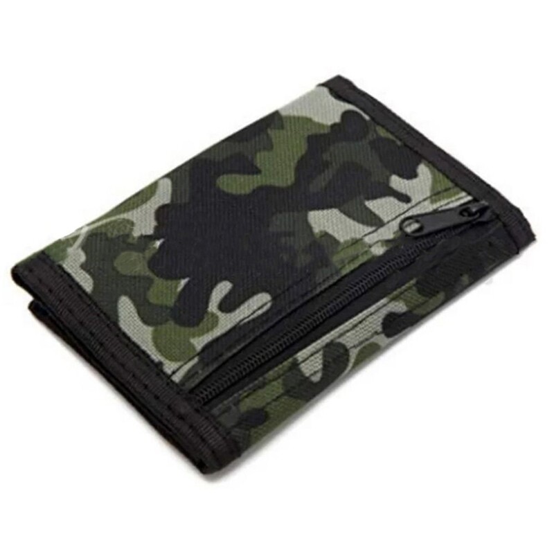 Portofel subțire de camuflaj multifuncțional Cadouri cu fermoar Poșetă de călătorie în aer liber Femei Bărbați Portofel sport clasic trifold