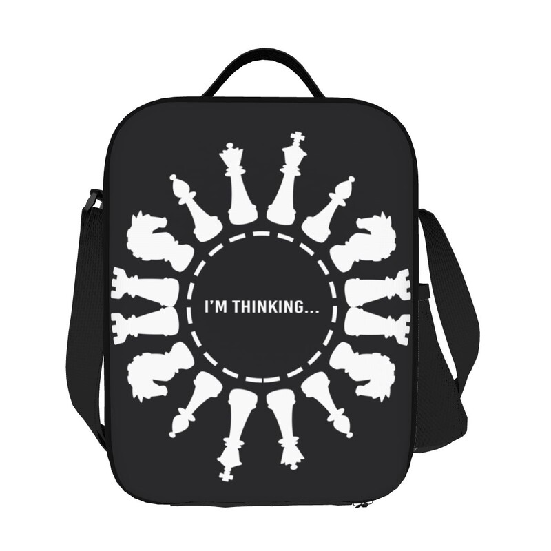 Strategie șah-mat șah geantă de prânz izolată termic Joc de tablă de șah Geanta portabilă de prânz pentru copii, școlari, cutie de mâncare bento