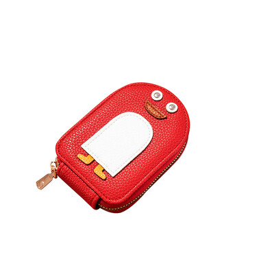 Portofel pentru femei din piele PU autentică Suport carduri de credit Geanta de buzunar cu fermoar Femei cu mai multe carduri Suport carduri drăguț în formă de pinguin Poșeta pentru monede