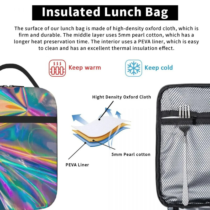 Holograafilised isoleeritud söögikotid Veekindlad piknikukotid Termojahuti lõunakarp Lõunakast naistetööle Lastekool