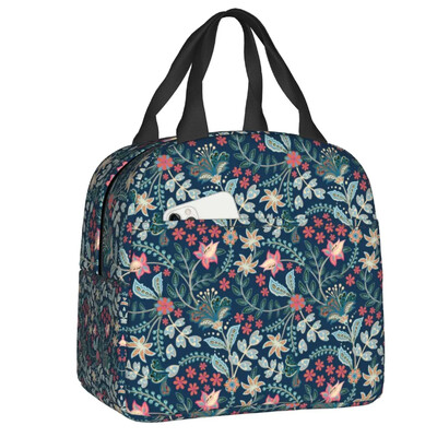Meksička ljetna cvjetno plava prijenosna kutija za ručak Nepropusna cvjetni uzorak Termalni hladnjak Torba za ručak s izolacijom za hranu Školska djeca