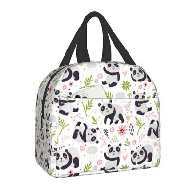 Geantă de prânz termoizolantă cu ursuleț panda din desene animate pentru camping, călătorii