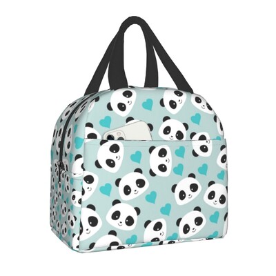 Geantă de prânz termoizolantă cu ursuleț panda din desene animate pentru camping, călătorii