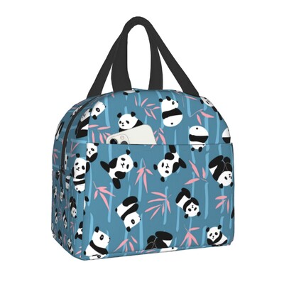 Geantă de prânz termoizolantă cu ursuleț panda din desene animate pentru camping, călătorii