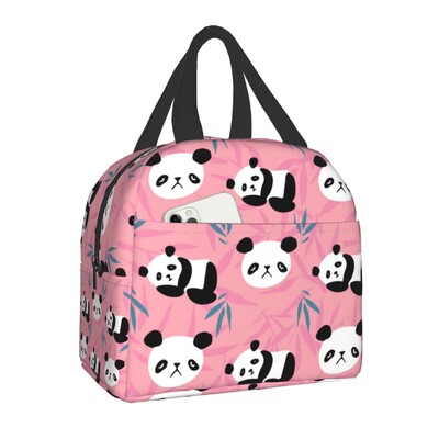 Geantă de prânz termoizolantă cu ursuleț panda din desene animate pentru camping, călătorii