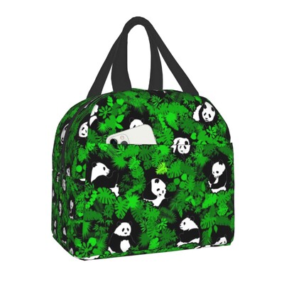 Geantă de prânz termoizolantă cu ursuleț panda din desene animate pentru camping, călătorii