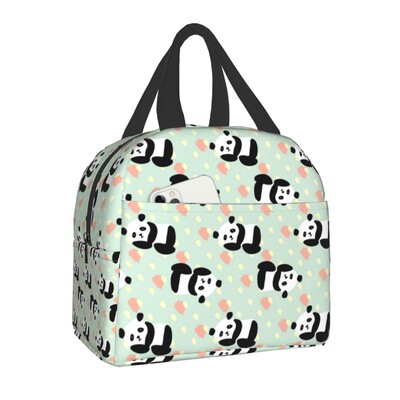 Geantă de prânz termoizolantă cu ursuleț panda din desene animate pentru camping, călătorii
