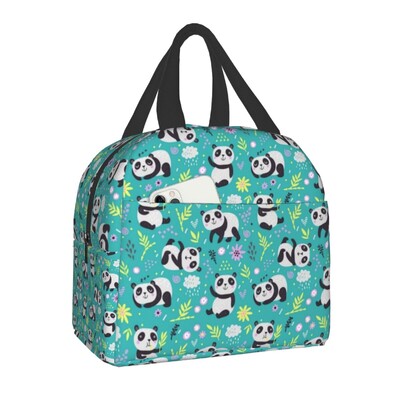 Geantă de prânz termoizolantă cu ursuleț panda din desene animate pentru camping, călătorii
