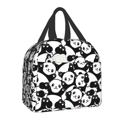 Geantă de prânz termoizolantă cu ursuleț panda din desene animate pentru camping, călătorii