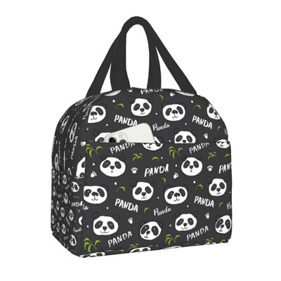 Geantă de prânz termoizolantă cu ursuleț panda din desene animate pentru camping, călătorii