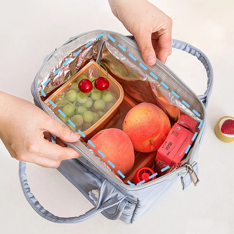 Kawaii lõunasöökott naistele armas virsikupiknik reisi termiline hommikusöögikarp Tüdrukutele koolilapsele kaasaskantav lõunakarp Naiste toidukott