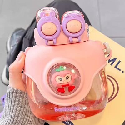 900 ml suviste laste plastikust kõrretops, armas topelt joogiveepudel, suure mahutavusega lasteaia koolitüdrukute suure kõhuga veekeetja