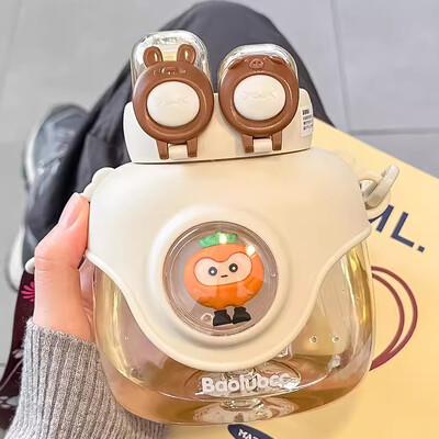 900 ml suviste laste plastikust kõrretops, armas topelt joogiveepudel, suure mahutavusega lasteaia koolitüdrukute suure kõhuga veekeetja