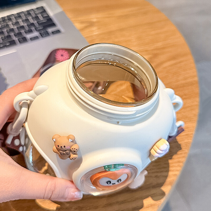 900 ml suviste laste plastikust kõrretops, armas topelt joogiveepudel, suure mahutavusega lasteaia koolitüdrukute suure kõhuga veekeetja