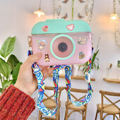 Sticlă de apă Kawaii de 400 ml, ceașcă cu paie pentru fete, cameră creativă, sticla de băut, curea de umăr reglabilă, sticla de apă potabilă