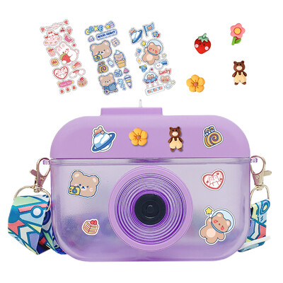 Sticlă de apă Kawaii de 400 ml, ceașcă cu paie pentru fete, cameră creativă, sticla de băut, curea de umăr reglabilă, sticla de apă potabilă