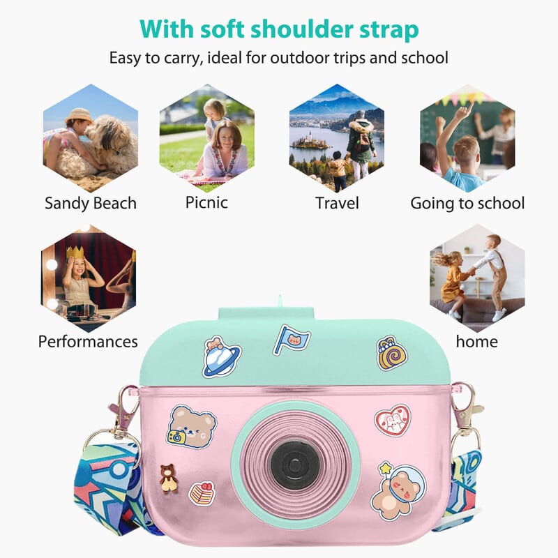 Sticlă de apă Kawaii de 400 ml, ceașcă cu paie pentru fete, cameră creativă, sticla de băut, curea de umăr reglabilă, sticla de apă potabilă