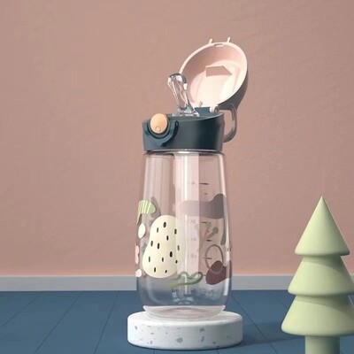 450 ML drăguț copii ceainic de băut din plastic portabil școală cană sticlă de apă pentru copii cu paie sănătoase și fără BPA