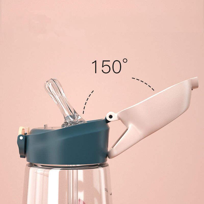 450 ML drăguț copii ceainic de băut din plastic portabil școală cană sticlă de apă pentru copii cu paie sănătoase și fără BPA