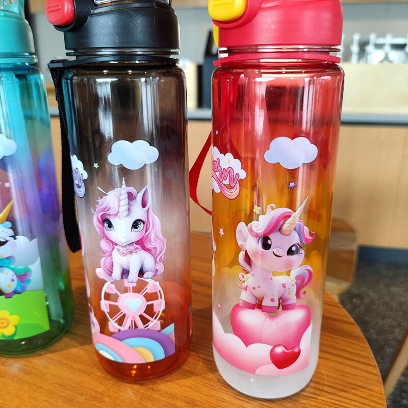 1000 ml Unicorn veepudel lastele lastele 1 l suure mahutavusega loomade kooli joogipudelid õlgedega lekkekindel välitass