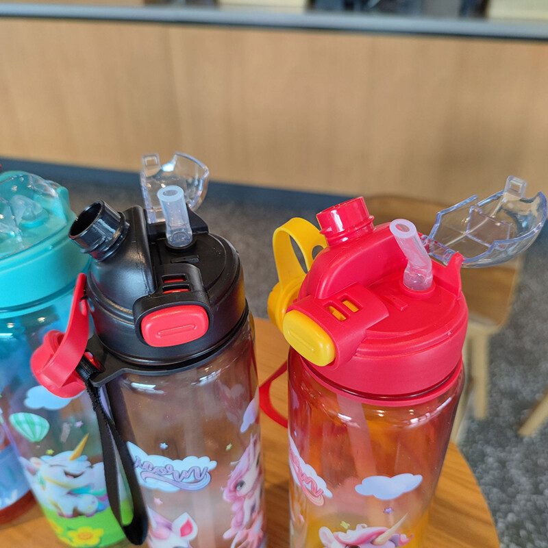 1000 ml Unicorn veepudel lastele lastele 1 l suure mahutavusega loomade kooli joogipudelid õlgedega lekkekindel välitass