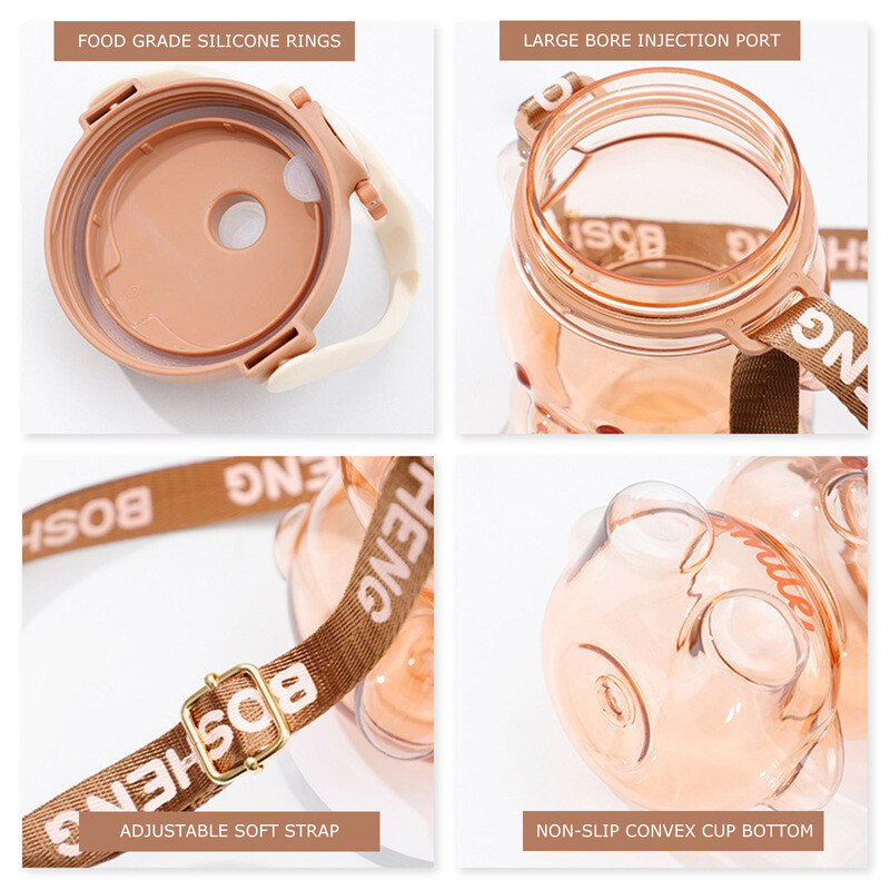 Cană cu paie cu capacitate de 1/1,4 L și valoare ridicată cu centură Inel de etanșare impermeabil Sticlă de apă pentru studenți de călătorie în aer liber