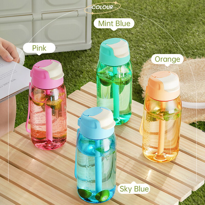 Tupperware siauras vandens butelis 550 ml nešiojamas mielas vandens butelis šiaudų puodelis nepralaidus gėrimo ąsotis vaikams mokyklai, stovyklavimui