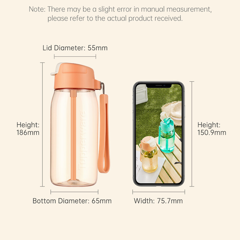 Tupperware siauras vandens butelis 550 ml nešiojamas mielas vandens butelis šiaudų puodelis nepralaidus gėrimo ąsotis vaikams mokyklai, stovyklavimui