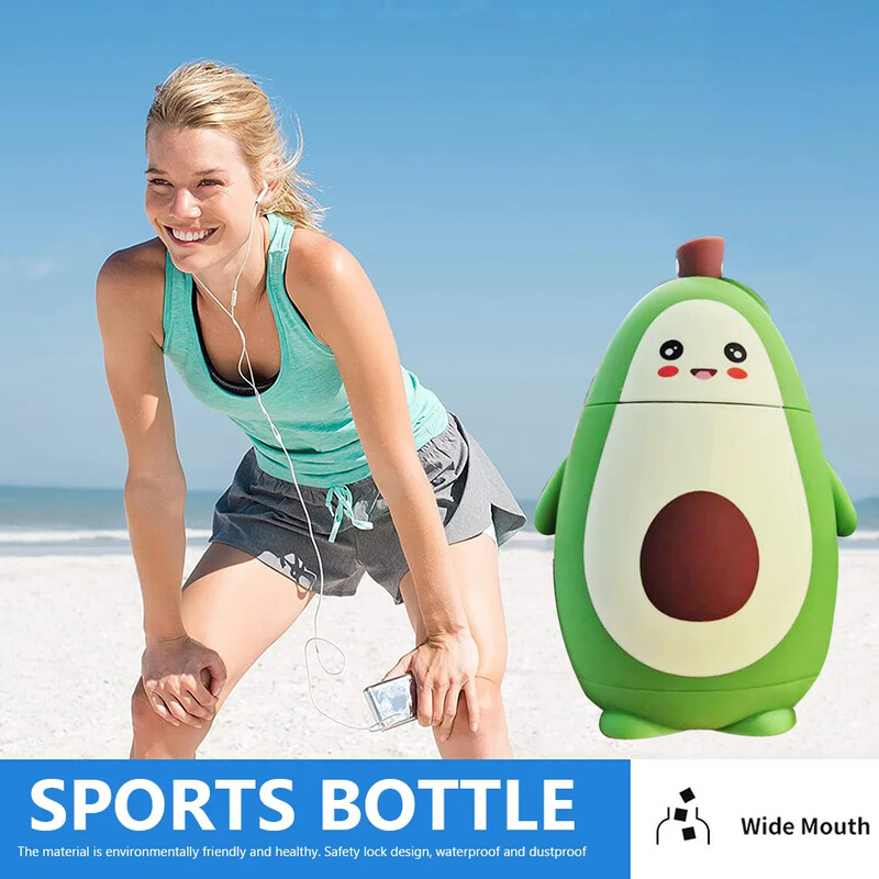 Бутилки с авокадо Бутилка за напитки Двуслойна изолация 280 мл Кани за пътуване на открито Чаши за многократна употреба Съдове за пиене за училищен офис на открито