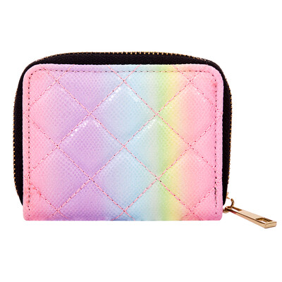Χρωματιστές πούλιες ουράνιου τόξου με εκατό τεμάχια μηδέν πορτοφόλια χαριτωμένη τσάντα χειρός με φερμουάρ με πολλές κάρτες