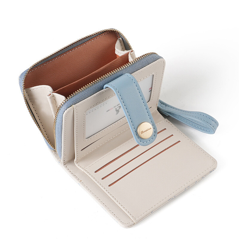 Portofel scurt drăguț, model de pisici de desene animate, portmoneu pentru copii, pentru fete, geantă de depozitare a cheilor de bani, cadou Kawaii, ID student Suport card bancar