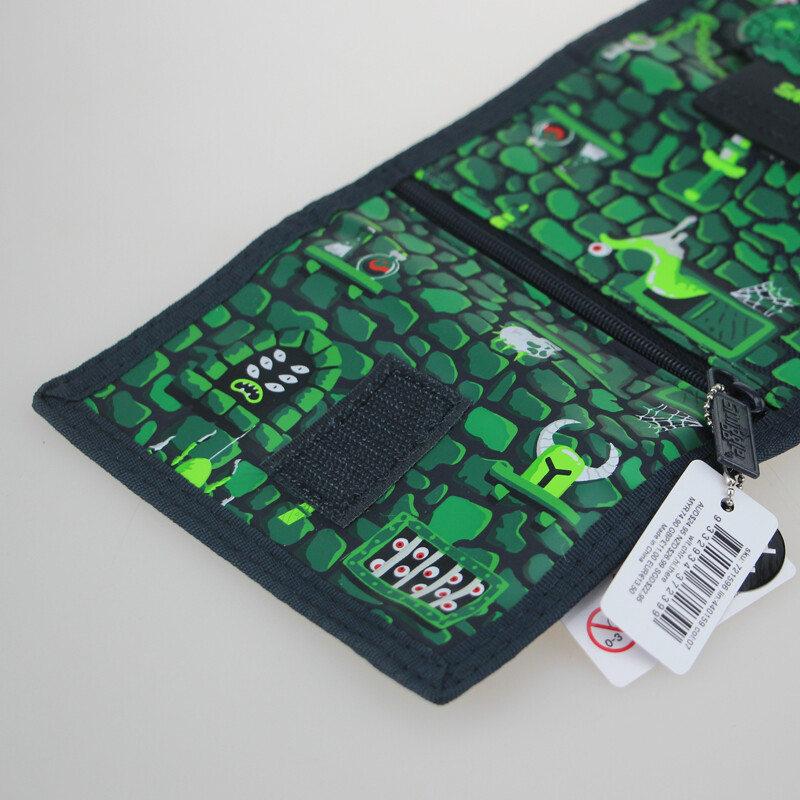 Australia Smiggle Portofel original pentru copii Poșetă pentru băieți, verde rece, cu dragon primitiv, portmoneu, suport pentru carduri pentru copii, genți cu trei ori