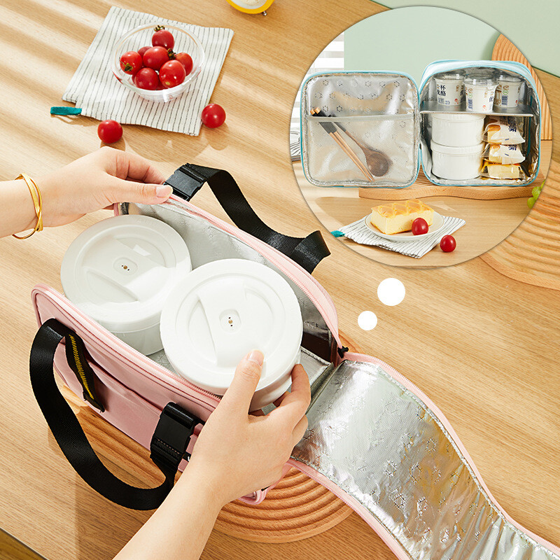 Geantă termică cutie de prânz Geanta de picnic de mare capacitate, cu fermoar, purtător de alimente, geantă de depozitare bento, container pentru femei, genți răcoritoare