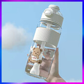 Roztomilé fľaše na vodu pre dievčatá Kawaii tekvica so slamkou 1 liter do školy Biela detská fľaša Detské plastové tekvice na pitie